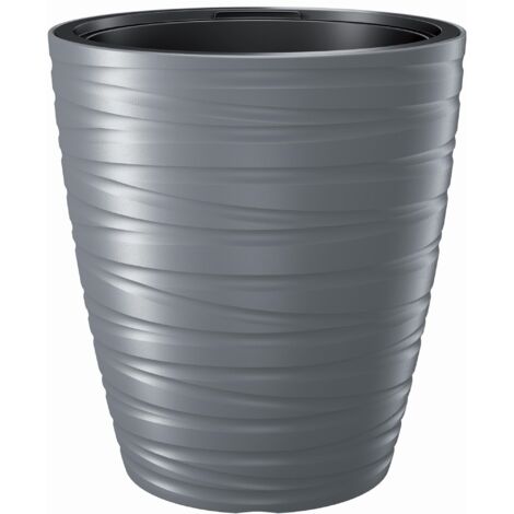 Maceta con deposito 68L Maze de plastico en color gris piedra 47,5 (largo) x 47,5 (ancho) x 52,3 (alto) cm
