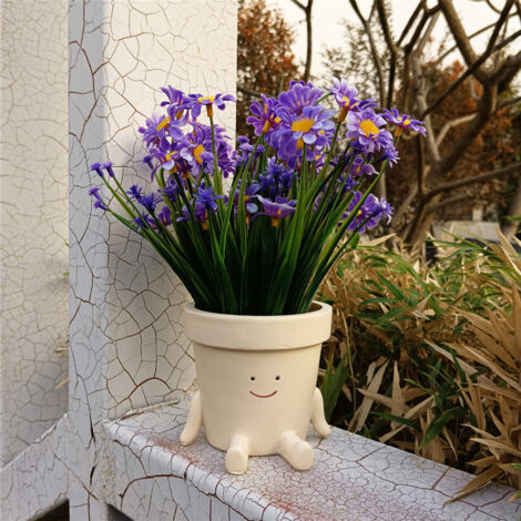 Maceta con forma de asiento y una carita adorable – Maceta decorativa de resina con orificio de drenaje para suculentas, ideal para balcón, oficina y alféizar de ventana – Dimensiones: 10 x 9 x 10 cm