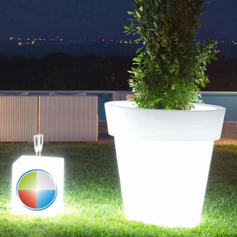 

Maceta con Led de resina h 45 mod. Begonia Redonda Led multicolor