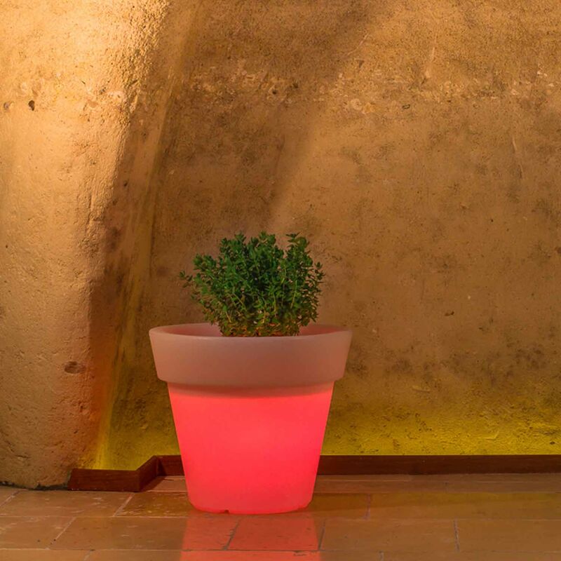 

Maceta con Led de resina h 95 mod. Begonia Redonda lámpara roja