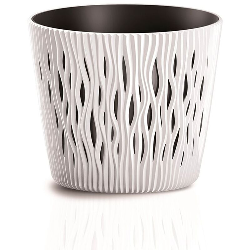 

Prosperplast - Maceta redonda de plastico Sandy Round en color blanco 26,2 (largo) x 26,2 (ancho) x 22,2 (alto) cm