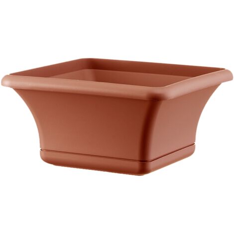 Maceta cuadrada 30 cm con platillo terracota