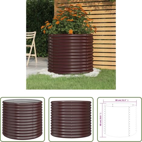 Maceta de acero galvanizado -  Jardinera acero galvanizado marrón 80x80x68cm