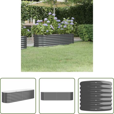 Maceta de acero galvanizado -  Jardinera arriate acero galvanizado antracita 152x40x36 cm