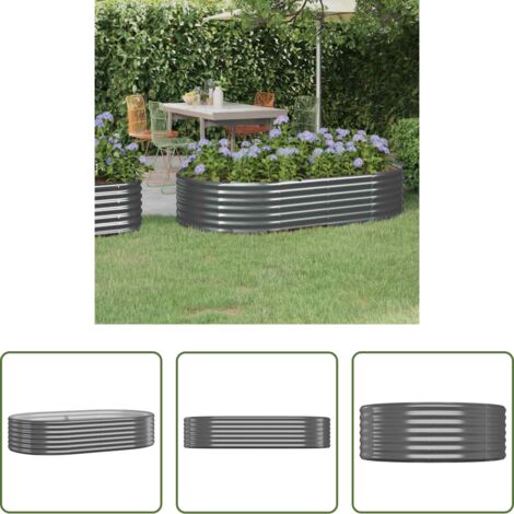 Maceta de acero galvanizado -  Jardinera arriate acero galvanizado antracita 175x100x36cm