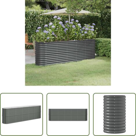 Maceta de acero galvanizado -  Jardinera arriate acero galvanizado antracita 224x40x68 cm