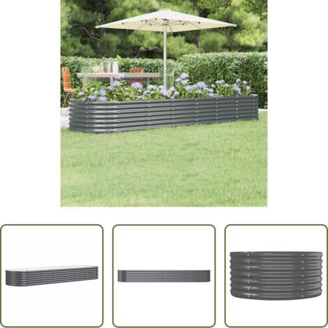 Maceta de acero galvanizado -  Jardinera arriate acero galvanizado antracita 296x80x36 cm