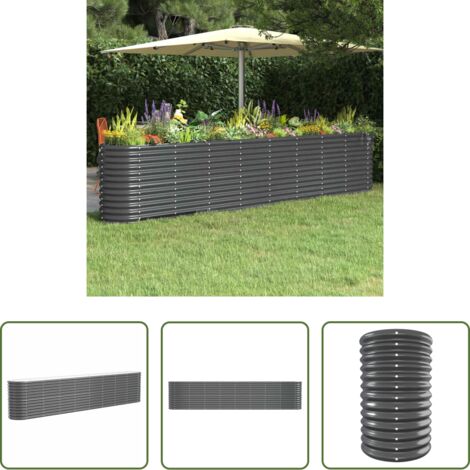 Maceta de acero galvanizado -  Jardinera arriate acero galvanizado antracita 332x40x68 cm