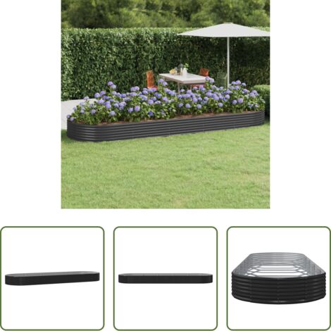 Maceta de acero galvanizado -  Jardinera arriate acero galvanizado antracita 450x140x36cm