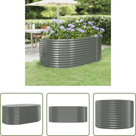 Maceta de acero galvanizado -  Jardinera arriate acero galvanizado gris 175x100x68 cm