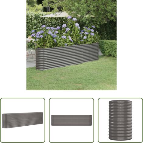 Maceta de acero galvanizado -  Jardinera arriate acero galvanizado gris 260x40x68 cm