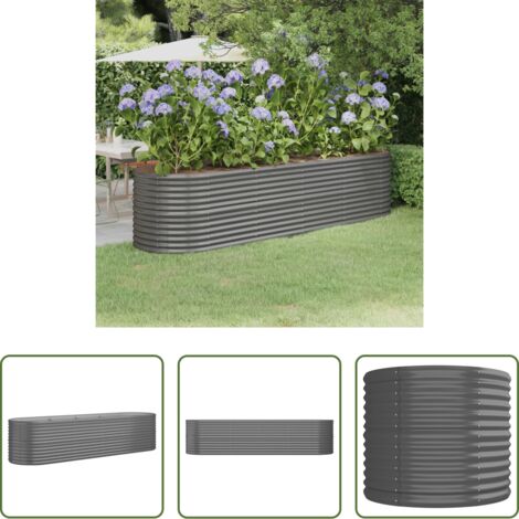 Maceta de acero galvanizado -  Jardinera arriate acero galvanizado gris 296x80x68 cm