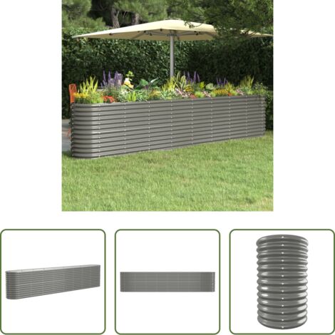 Maceta de acero galvanizado -  Jardinera arriate acero galvanizado gris 332x40x68 cm