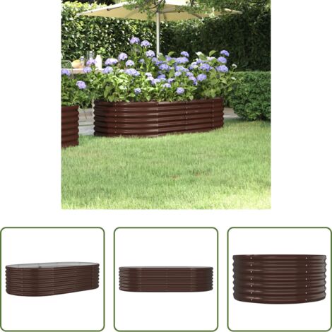 Maceta de acero galvanizado -  Jardinera arriate acero galvanizado marrón 152x80x36 cm