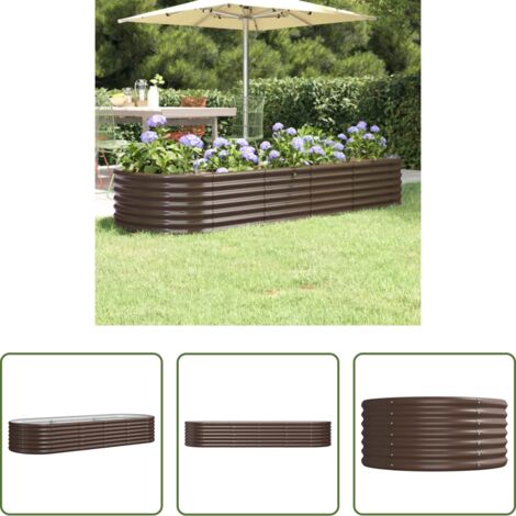 Maceta de acero galvanizado -  Jardinera arriate acero galvanizado marrón 224x80x36 cm