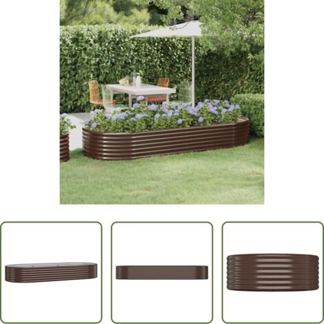 Maceta de acero galvanizado -  Jardinera arriate acero galvanizado marrón 249x100x36cm