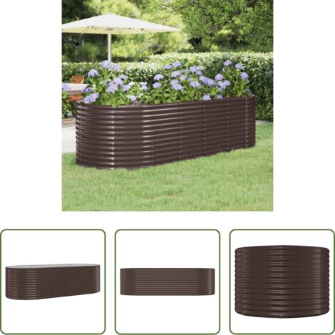 Maceta de acero galvanizado -  Jardinera arriate acero galvanizado marrón 249x100x68cm
