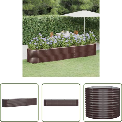 Maceta de acero galvanizado -  Jardinera arriate acero galvanizado marrón 368x80x68 cm