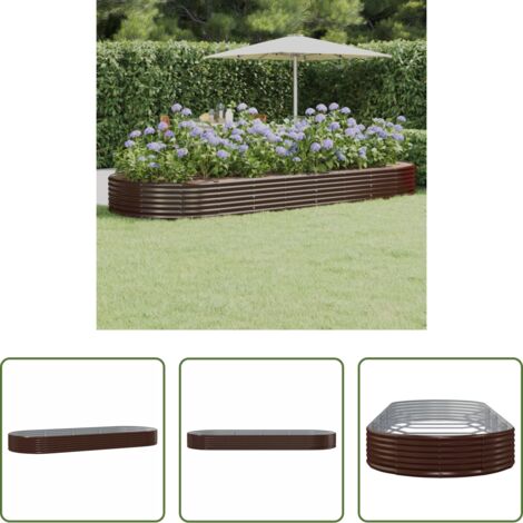Maceta de acero galvanizado -  Jardinera arriate acero galvanizado marrón 373x140x36cm