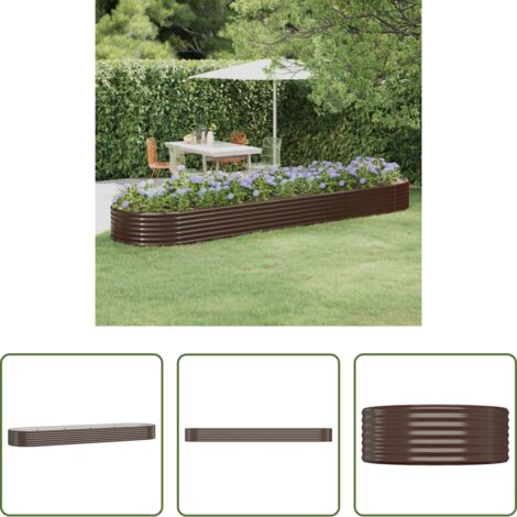 Maceta de acero galvanizado -  Jardinera arriate acero galvanizado marrón 396x100x36cm
