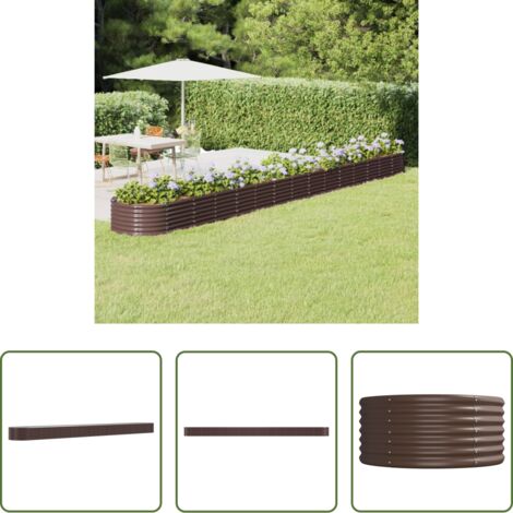 Maceta de acero galvanizado -  Jardinera arriate acero galvanizado marrón 620x80x36 cm