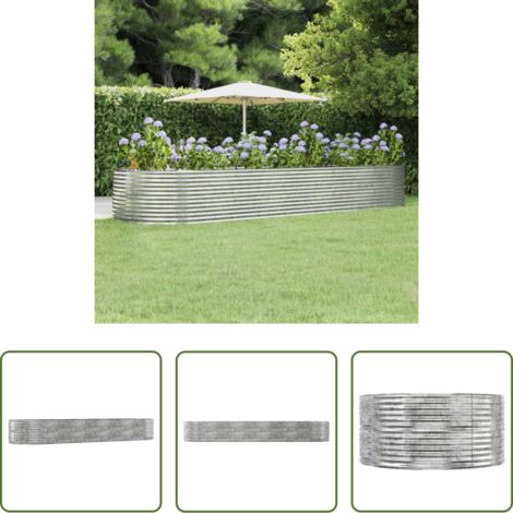 Maceta de acero galvanizado -  Jardinera arriate acero galvanizado plata 447x140x68 cm