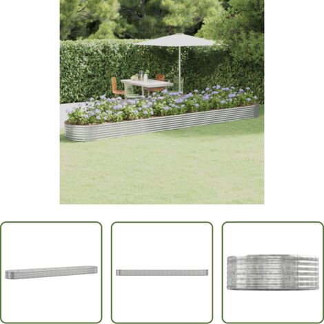 Maceta de acero galvanizado -  Jardinera arriate acero galvanizado plata 544x100x36 cm