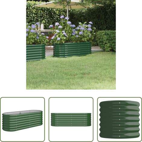 Maceta de acero galvanizado -  Jardinera arriate acero galvanizado verde 114x40x36 cm