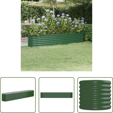 Maceta de acero galvanizado -  Jardinera arriate acero galvanizado verde 224x40x36 cm