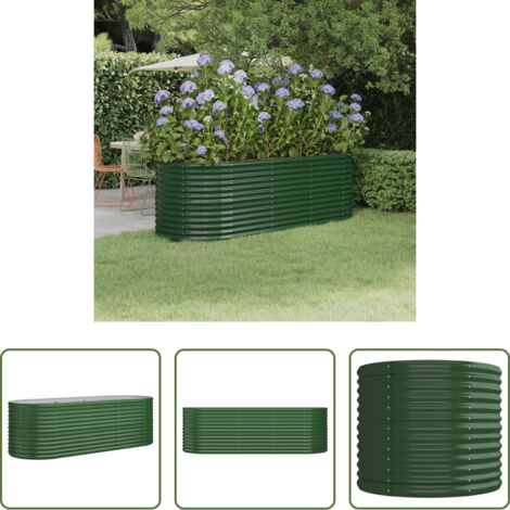 Maceta de acero galvanizado -  Jardinera arriate acero galvanizado verde 224x80x68 cm