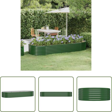Maceta de acero galvanizado -  Jardinera arriate acero galvanizado verde 249x100x36 cm