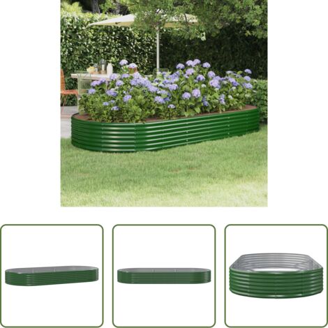 Maceta de acero galvanizado -  Jardinera arriate acero galvanizado verde 296x140x36 cm