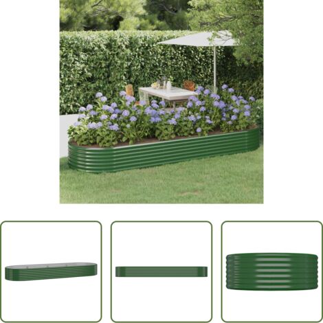 Maceta de acero galvanizado -  Jardinera arriate acero galvanizado verde 322x100x36 cm