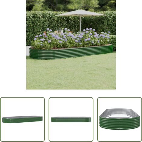 Maceta de acero galvanizado -  Jardinera arriate acero galvanizado verde 373x140x36 cm