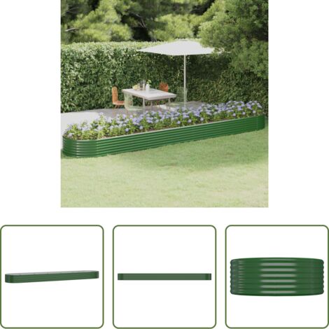 Maceta de acero galvanizado -  Jardinera arriate acero galvanizado verde 507x100x36 cm
