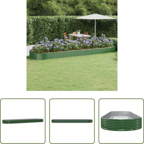 Maceta de acero galvanizado -  Jardinera arriate acero galvanizado verde 523x140x36 cm
