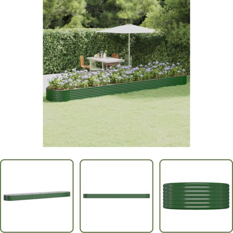 Maceta de acero galvanizado -  Jardinera arriate acero galvanizado verde 544x100x36 cm