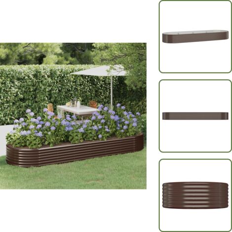 Maceta de acero galvanizado - vidaXL Jardinera arriate acero galvanizado marrón 322x100x36cm - Maceta para plantas