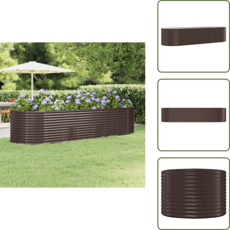 Maceta de acero galvanizado - vidaXL Jardinera arriate acero galvanizado marrón 322x100x68cm - Maceta para plantas
