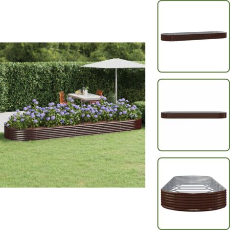 Maceta de acero galvanizado - vidaXL Jardinera arriate acero galvanizado marrón 450x140x36cm - Maceta para plantas