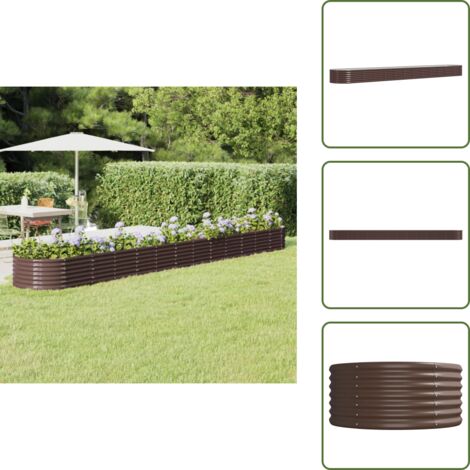 Maceta de acero galvanizado - vidaXL Jardinera arriate acero galvanizado marrón 512x80x36 cm - Maceta para plantas