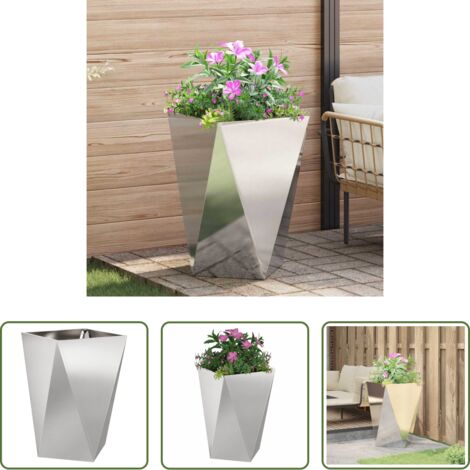 Maceta de acero inoxidable - Jardinera Plateado 50 x 50 x 75 cm Acero inoxidable