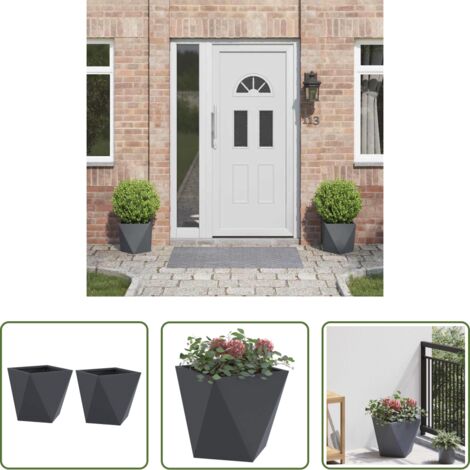 Maceta de acero -  Jardinera 2 pcs Antracita 30 x 30 x 30 cm Acero