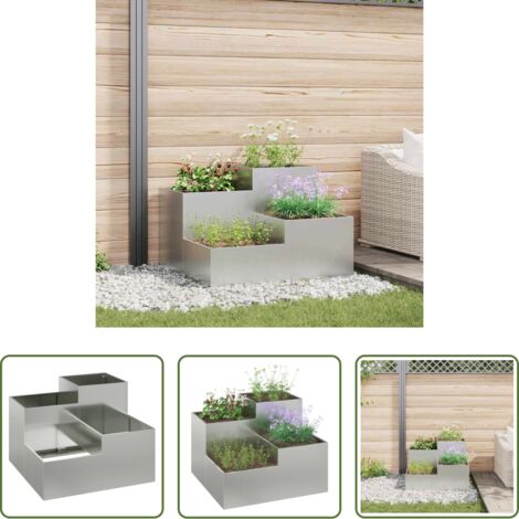 Maceta de acero -  Maceta para Jardín Plateado 80 x 80 x 60 cm Acero galvanizado