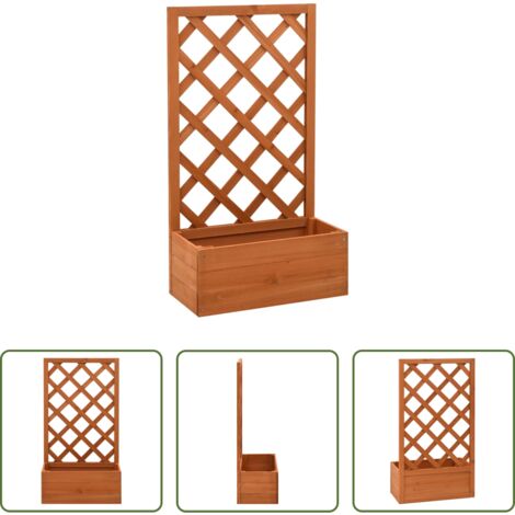 Maceta de enrejado -  Jardinera enrejada de jardín madera abeto naranja 50x25x90 cm