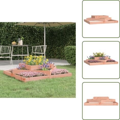 Maceta de exterior - vidaXL Jardinera de madera maciza de abeto douglas 112x112x27 cm - Maceta de 3 niveles