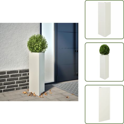 Maceta de jardín con base - vidaXL Jardinera triangular acero blanco 30x26x75 cm - Maceta de jardín para plantas