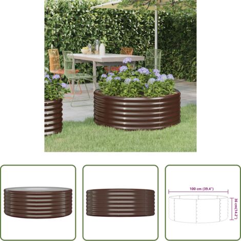 Maceta de jardín -  Jardinera arriate acero galvanizado marrón 100x100x36cm