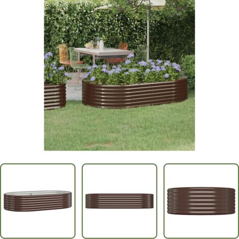 Maceta de jardín -  Jardinera arriate acero galvanizado marrón 175x100x36cm