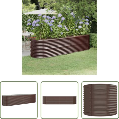 Maceta de jardín -  Jardinera arriate acero galvanizado marrón 296x80x68 cm